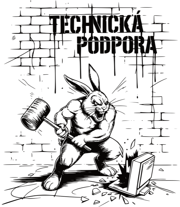 Králík technické podpory, V2, černý tisk Králík technické podpory, V2, černý tisk - Obrázek 2